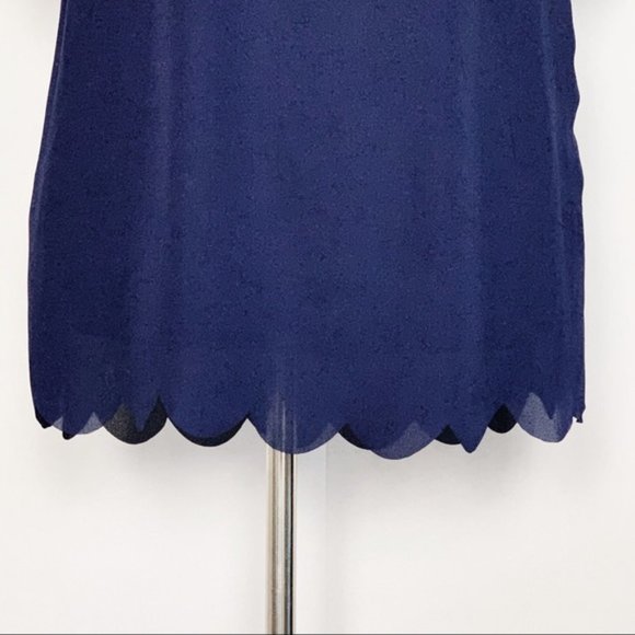 Tobi Navy Blue Mini Scalloped Edge Shift Dress - Picture 5 of 8